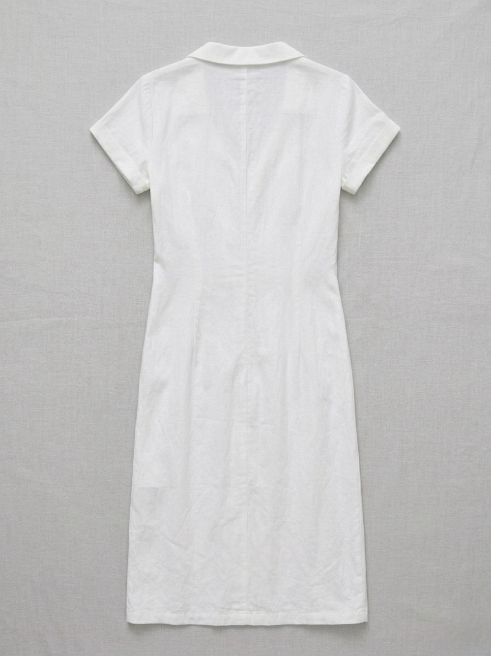 MISSLOOK White Short-Sleeve Button-Front Midi Dress - Picture 3 of 5